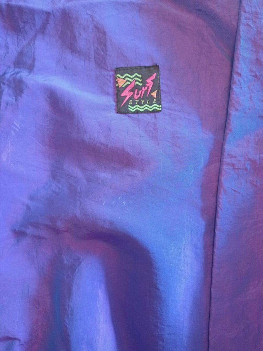 Vintage Surf Style 1/4 Zip Iridescent Purple Windbreaker Jacket Adult XL - Picture 2 of 7